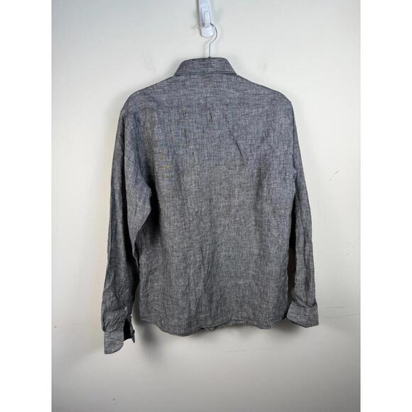 Wills Huckberry Linen Shirt 15 3/4 Button Up Lightweight Long Sleeve Gray - Picture 4 of 6